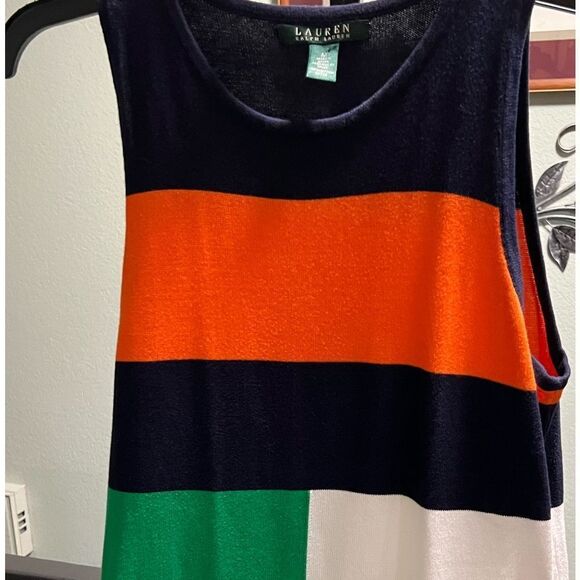 EUC Ralph Lauren Sleeveless Medium Women's Multicolor Striped Top #86 - Picture 1 of 5